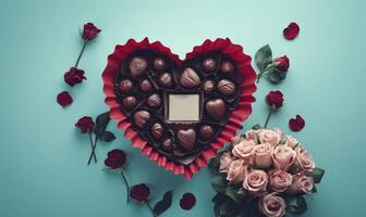 ai generato San Valentino giorno con copia spazio - amore e fiori foto
