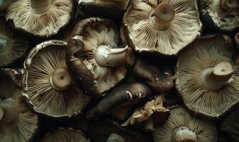 ai generato funghi nel il foresta, avvicinamento, macro fotografia foto