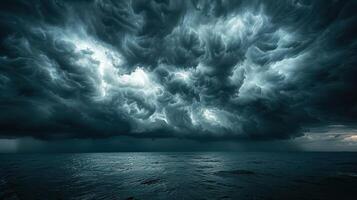 ai generato si avvicina tempesta al di sopra di oceano foto