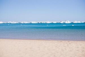 spiaggia rilassamento a il rosso mare. fiaba momenti di un' soleggiato giorno. il concetto di turismo e mare viaggio foto