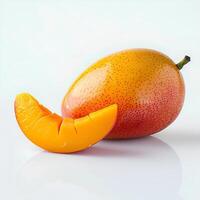 ai generato Mango isolato su bianca sfondo con ombra. tropicale frutta Mango isolato. Mango fette su bianca sfondo. Mango superiore Visualizza. Mango piatto posare foto