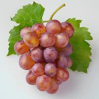 ai generato rosso uva isolato su bianca sfondo con ombra. uva isolato. rosso uva superiore Visualizza. rosso uva piatto posare foto