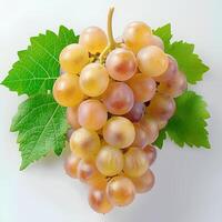 ai generato bianca uva isolato su bianca sfondo con ombra. centenario uva isolato. tavolo uva di centenario per cibo scopi foto