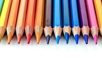 ai generato colore matite isolato su bianca sfondo con ombre. primario colore matite per disegno isolato. disegno matite come scuola forniture foto