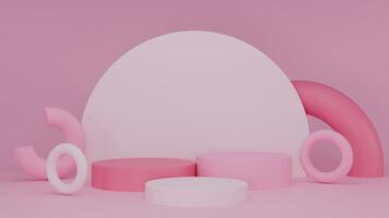 3d interpretazione astratto rosa sfondo con podio foto