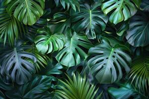ai generato un esotico tropicale pianta nel un' enorme varietà di le foglie e verde foto