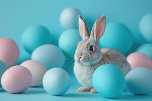 ai generato Pasqua coniglietti e Pasqua uova foto