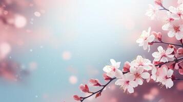 ai generato sognante ciliegia fiori nel morbido leggero foto