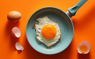 ai generato colorato sfondo migliora appello di appena cucinato tegame uovo foto