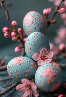 ai generato Pasqua uovo decorazioni nel bokeh effetto su sfondo foto