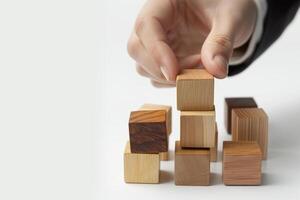 ai generato di legno giocattolo blocchi confezione con 3d carta scatola concetto foto