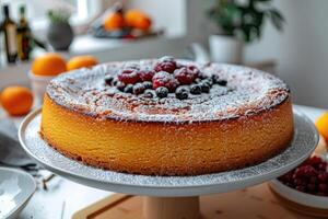 ai generato fresco crostata è servito a il cucina tavolo professionale pubblicità cibo fotografia foto