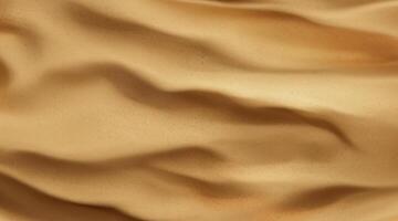 superiore Visualizza di sabbioso onde, realistico deserto o spiaggia sfondo con d'oro dune, oceano parte inferiore, e granuloso astratto struttura foto