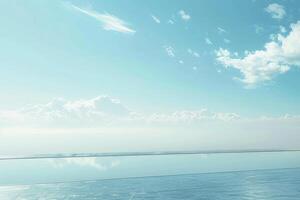 ai generato elegante moderno terrazza prospiciente espansivo cielo e mare foto