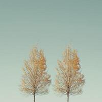 ai generato gemello autunno alberi con d'oro fogliame foto