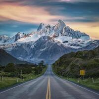 ai generato bellissimo Visualizza di un' strada principale per montare cucinare, nuovo Zelanda foto