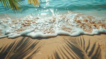 ai generato sereno spiaggia ambientazione. tropicale esotico spiaggia scenario Perfetto per sfondi o sfondi foto