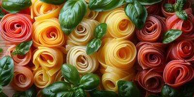 ai generato classico pasta su cucina sfondo. dieta e cibo concetto. foto