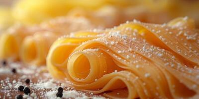 ai generato classico pasta su cucina sfondo. dieta e cibo concetto. foto