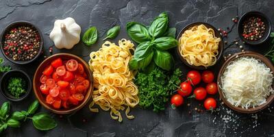 ai generato classico pasta su cucina sfondo. dieta e cibo concetto. foto