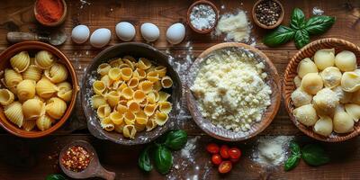 ai generato classico pasta su cucina sfondo. dieta e cibo concetto. foto