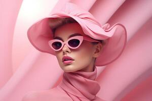 ai generato elegante rosa moda di moda donna. creare ai foto