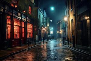 ai generato incantevole notte Londra strada. creare ai foto