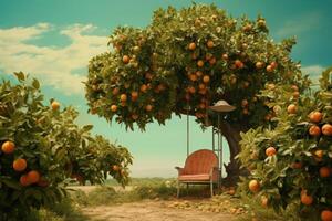 ai generato soleggiato arancia albero estate. creare ai foto
