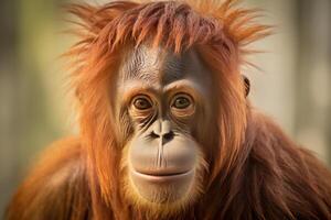 ai generato espressive orangutan ritratto. creare ai foto