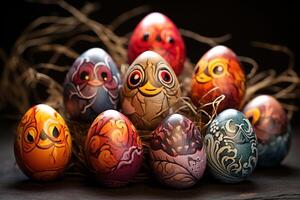 ai generato artistico dipinto uova floreale Pasqua. creare ai foto