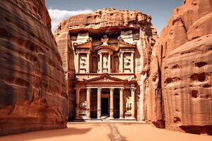 ai generato pittoresco petra tempio a partire dal Giordania. creare ai foto