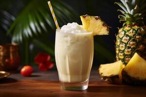 ai generato tropicale Pina Colada bevanda striscione. creare ai foto