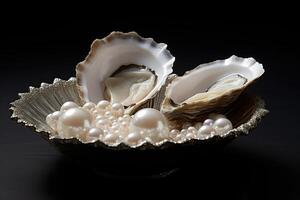 ai generato elegante perle ostrica bianca. creare ai foto