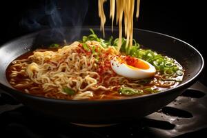 ai generato confortante ramen spaghetto la minestra. creare ai foto