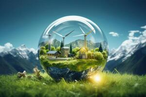 ai generato sostenibile rinnovabile energia concetto. creare ai foto