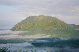 naturale Visualizza di montagne coperto con rugiada montare boga collocato nel est kalimantan foto