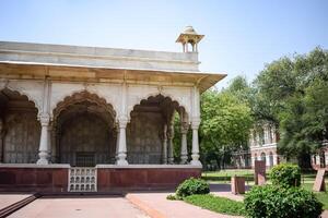 architettonico dettagli di lal qilà - rosso forte situato nel vecchio delhi, India, Visualizza dentro delhi rosso forte il famoso indiano punti di riferimento foto