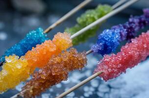 ai generato zucchero bastoni nel varia colori foto