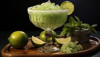 ai generato fresco lime Mojito, un' dolce e acida estate cocktail generato di ai foto