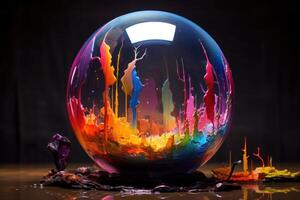 ai generato dimensionale dipingere glob 3d arte. creare ai foto