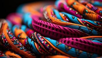 ai generato moda culture vetrina vivace colori nel indigeno capi di abbigliamento e gioielleria generato di ai foto