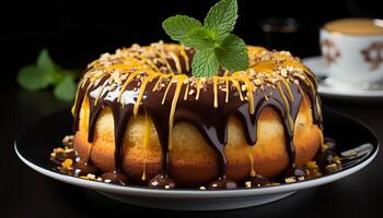 ai generato fatti in casa cioccolato torta con frustato crema e bacca frutta decorazione generato di ai foto