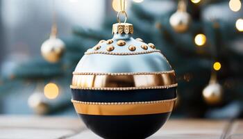 ai generato luminosa Natale albero decorazione porta gioia e celebrazione in casa generato di ai foto