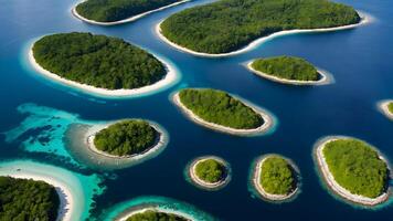 ai generato aereo arcipelago a volo d'uccello Visualizza di sparpagliato isola catena foto