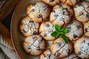 ai generato appena al forno cioccolato patata fritta biscotti il allettante fatti in casa trattare foto