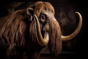 ai generato avvicinamento di mammut nel Museo. generativo ai foto
