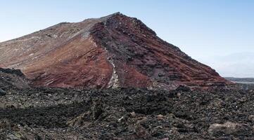 vulcanico paesaggio nel timanfaya nazionale parco su lanzarote, canarino isole, Spagna. foto