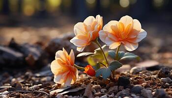 ai generato vivace fiore fiori nel natura, in mostra amore e romanza generato di ai foto