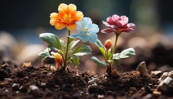 ai generato freschezza di primavera verde foglie, colorato fiori, bellezza nel natura generato di ai foto