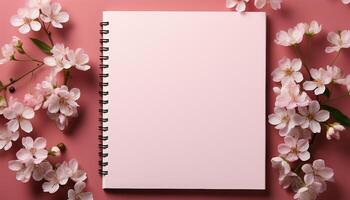 ai generato freschezza di primavera rosa ciliegia fiori decorare natura vuoto tela generato di ai foto